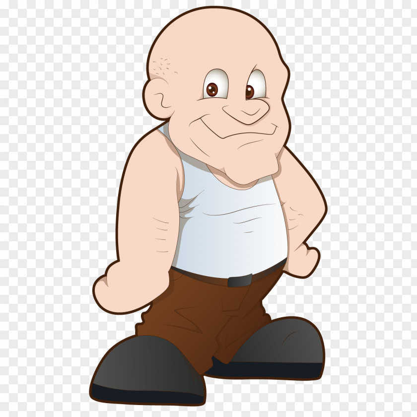 Bald Man Belly Cartoon Character Clip Art PNG