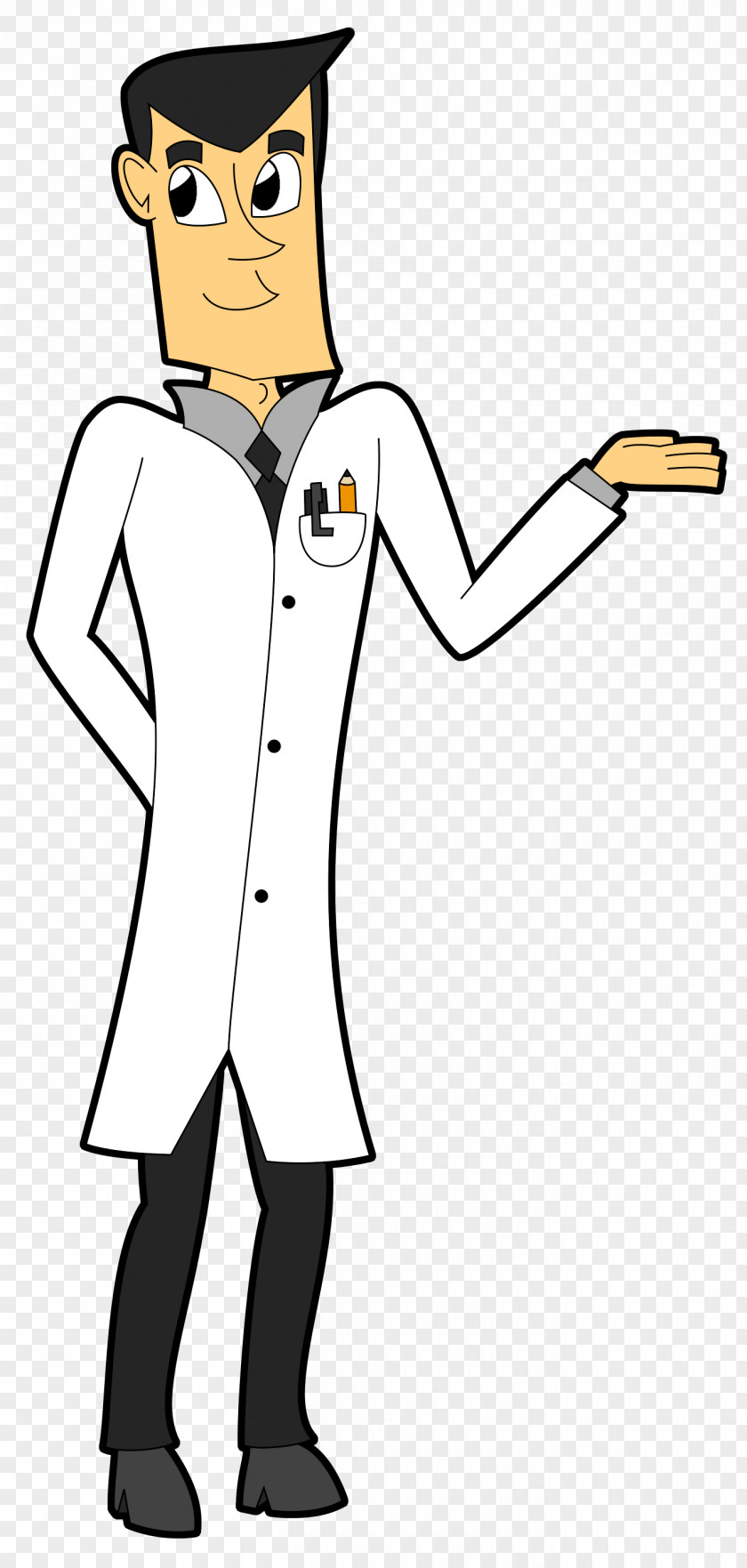 Professor Utonium Cartoon Character Line Art PNG