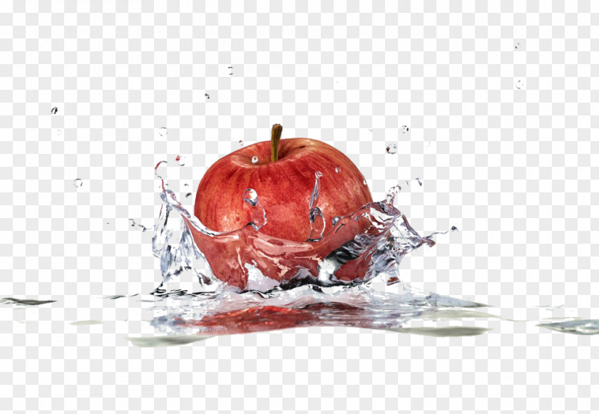 Apple Splashing Water Picture Material PNG
