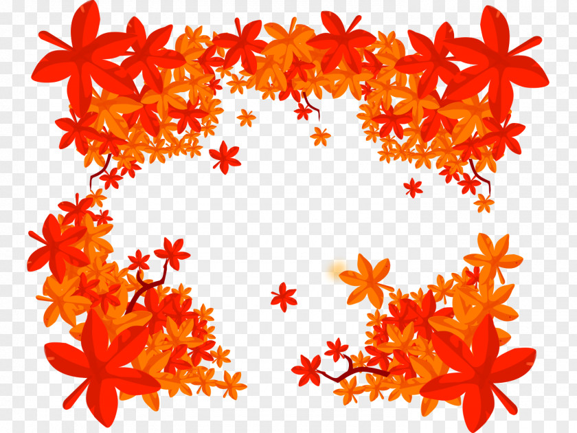 Cartoon Painted Red And Yellow Maple Leaves Falling Leaf PNG