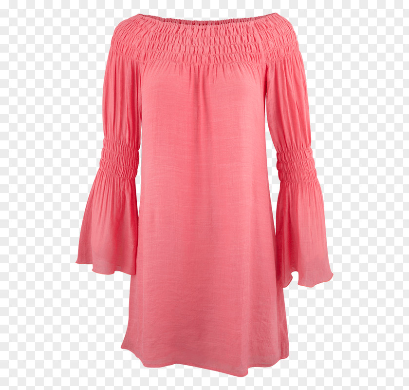Coral Clothes Shoulder Blouse Sleeve Dress Pink M PNG