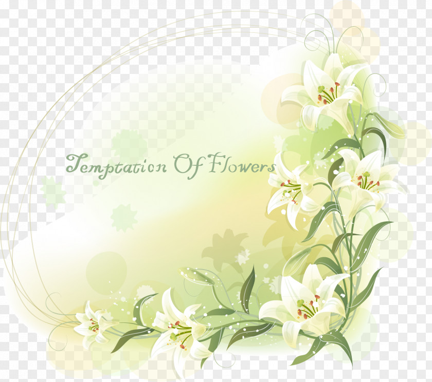 Pattern Border Background Vector Elements Lilium Flower Clip Art PNG