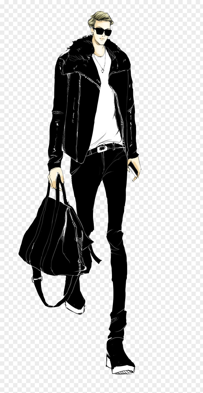 Handsome Black Boys Painted Illustration Boy Fashion PNG