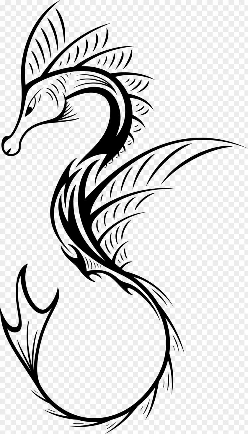 Seahorse Tattoo Henna Idea Drawing PNG