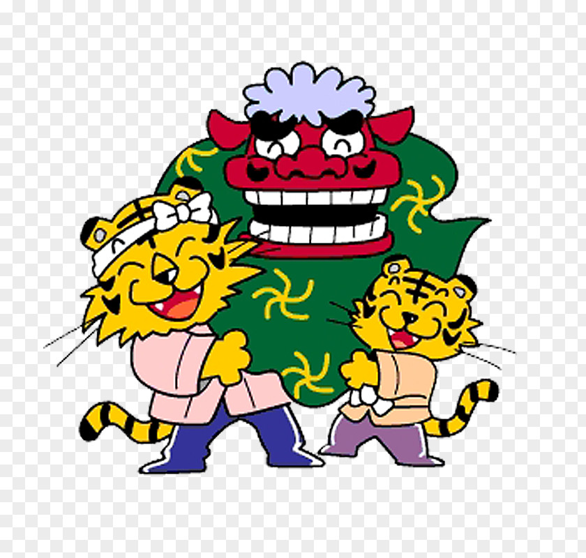 Carrying Two Monsters Tiger Lion Clip Art PNG