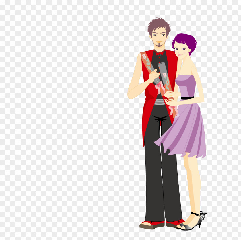 Loving Couple Arm In Cartoon Illustration PNG