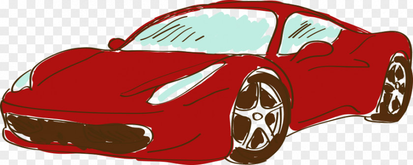Cartoon Painted Ferrari Sports Car Supercar Ford Focus PNG