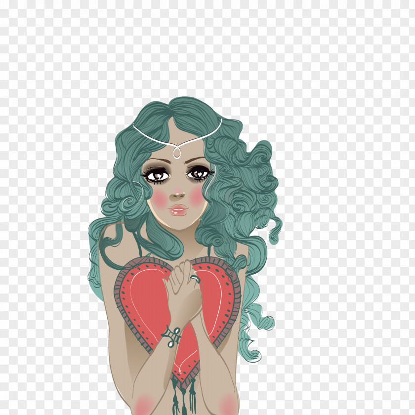 Heart-shaped Curly Hair PNG