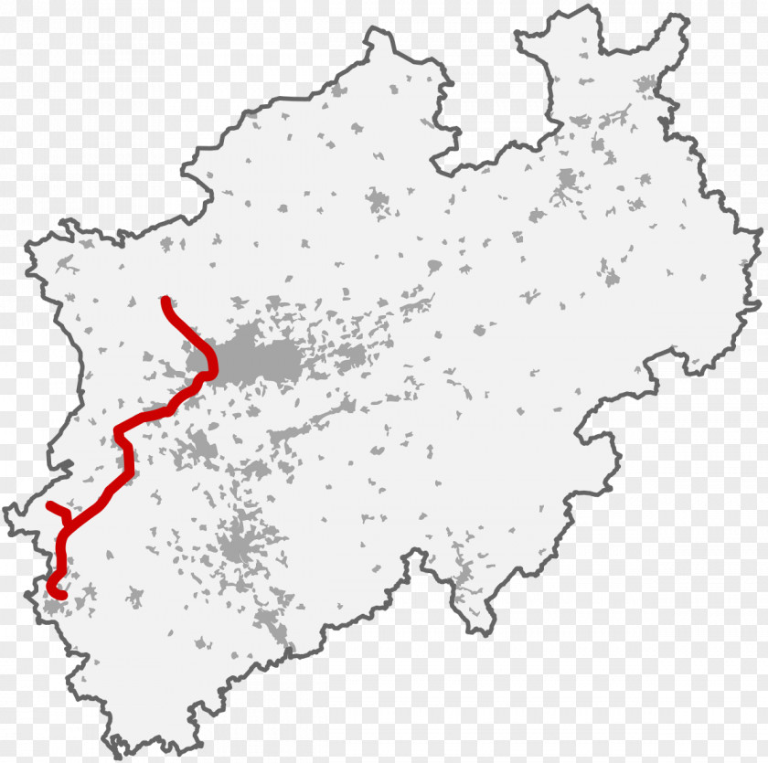 Map North Rhine-Westphalia Rhein-Niers-Bahn Topographic Rail Transport PNG