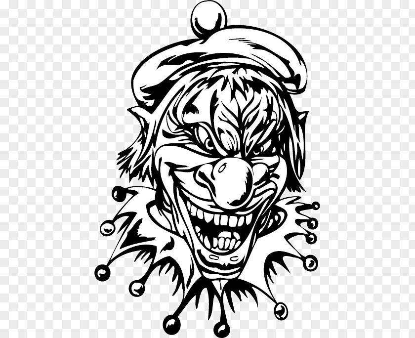 Vicious Black And White Image Of A Monster Face Clown Royalty-free Clip Art PNG