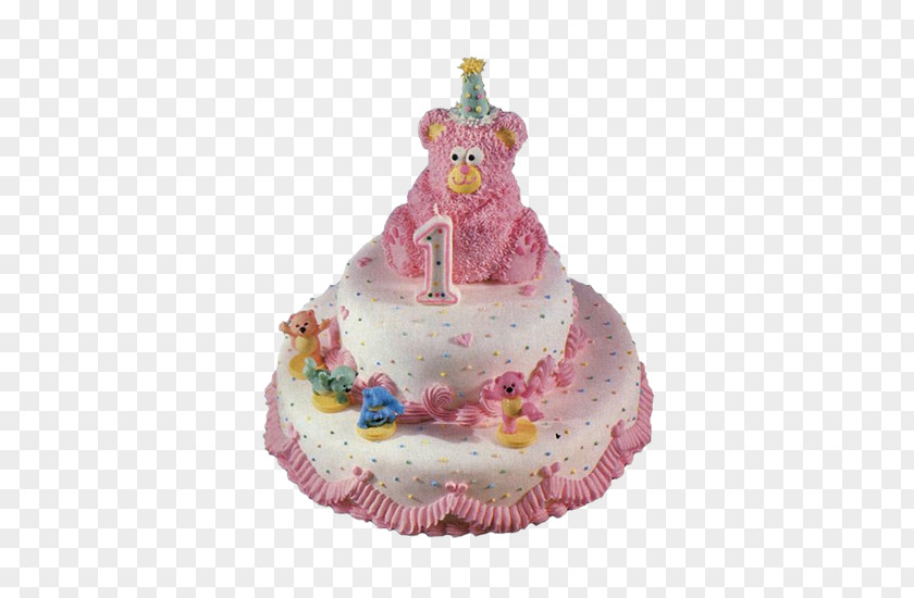 Pink Bear Cake Cupcake Birthday Muffin Icing PNG