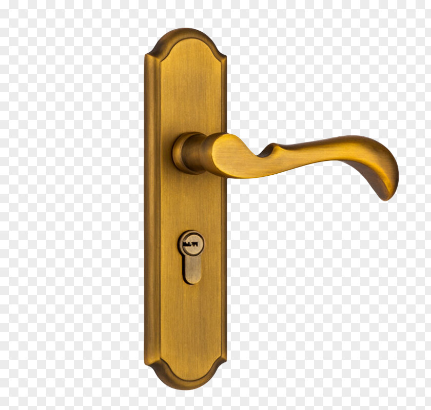 Retro Brass Handle Door Locks Lock PNG