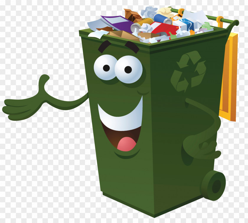 Green Trash Can Waste Container Recycling Bin Paper PNG