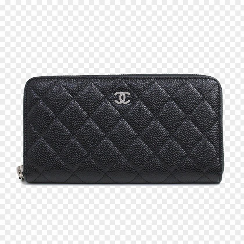 CHANEL Female Models Black Leather Bag Handbag Wallet Coin Purse PNG