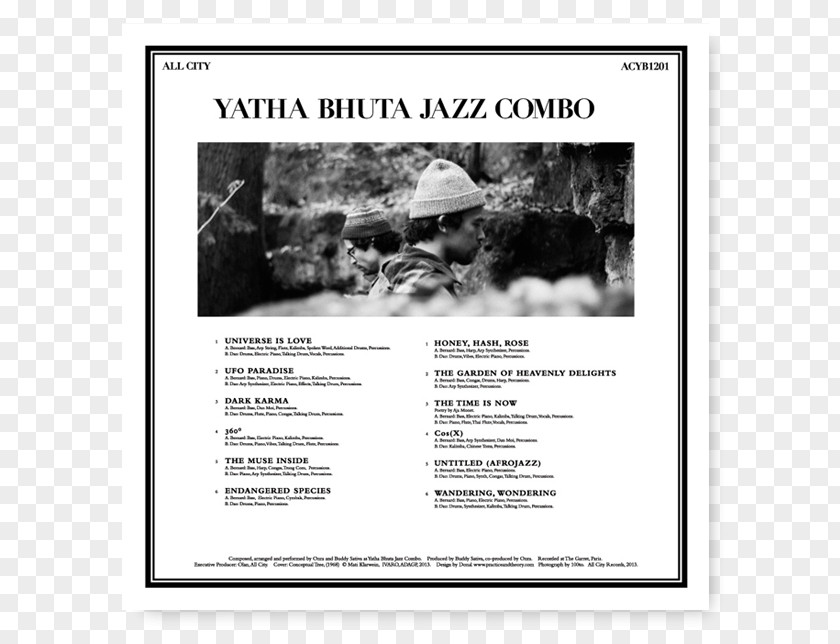 Gamelan Instruments Yatha Bhuta Jazz Combo Phonograph Record LP White Font PNG