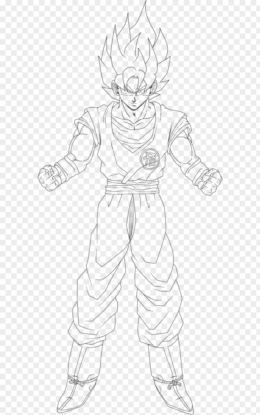 Goku Hair Line Art Figure Drawing White Sketch PNG