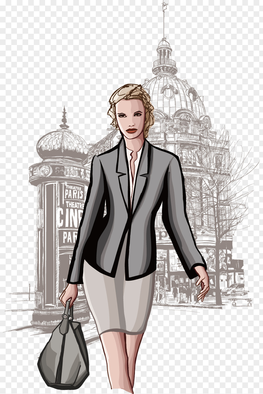 Business Women Paris Woman Illustration PNG
