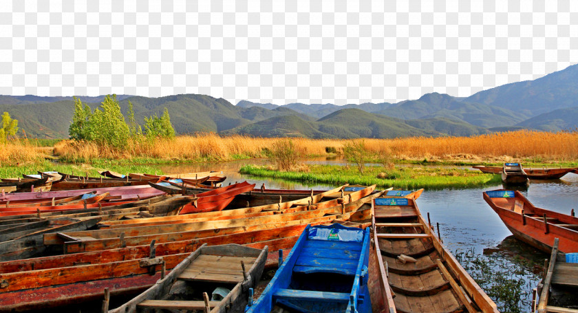 Lugu Lake Shore Wooden Boat Qingshui District PNG