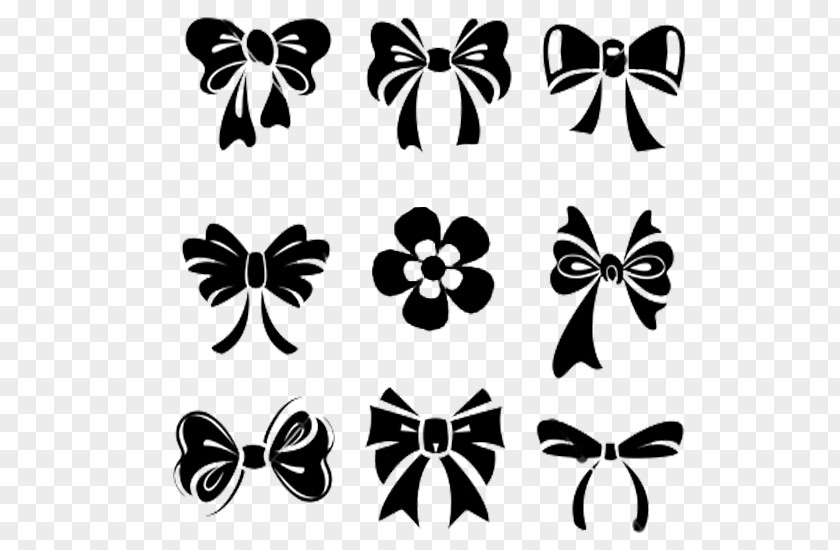 Plant Stencil Ribbon Bow PNG