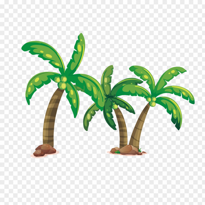 Vector Sea Green Coconut Trees Island Royalty-free Arecaceae Clip Art PNG