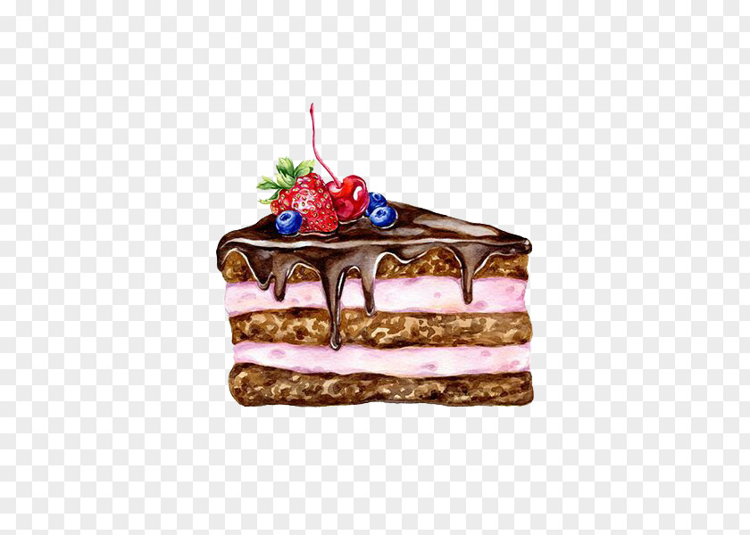 Chocolate Cake Torte Food Drawing Illustration PNG