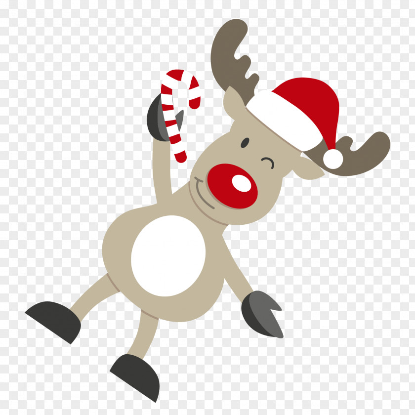Cartoon Christmas Reindeer Vector Material Blink Santa Claus's Card PNG
