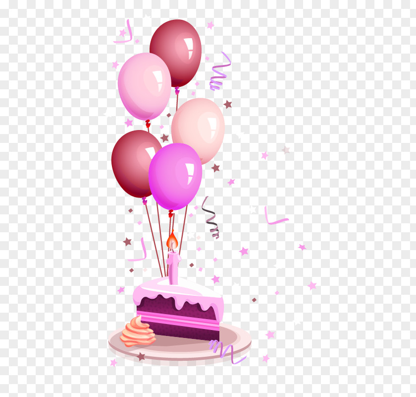 Purple Balloon Decoration Birthday Cake Happy To You Greeting Card Wish PNG