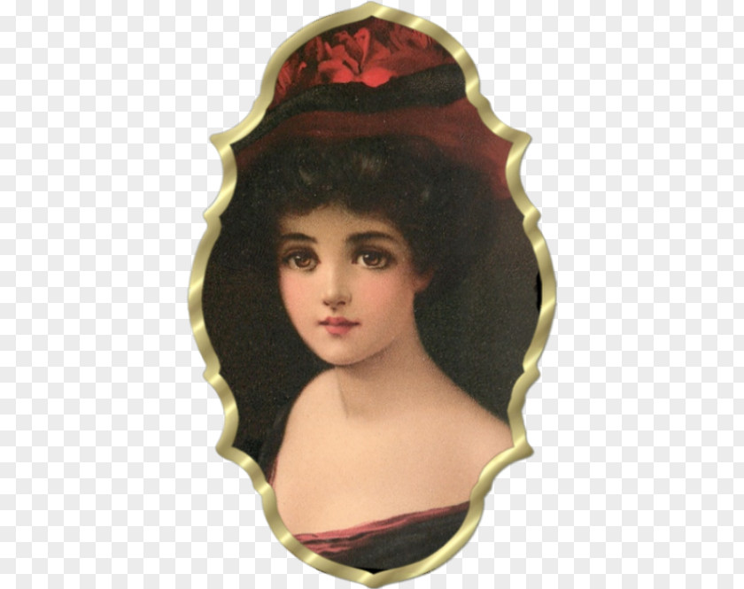 Harrison Fisher Victorian Era Valentine's Day Woman Hat Antique PNG