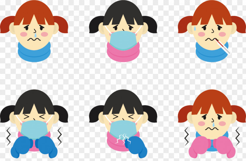 Vector Cartoon Child Flu Sick Children Adobe Illustrator Clip Art PNG