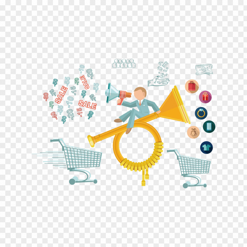 Vector Shopping Cart Speakers And People Infographic Illustration PNG