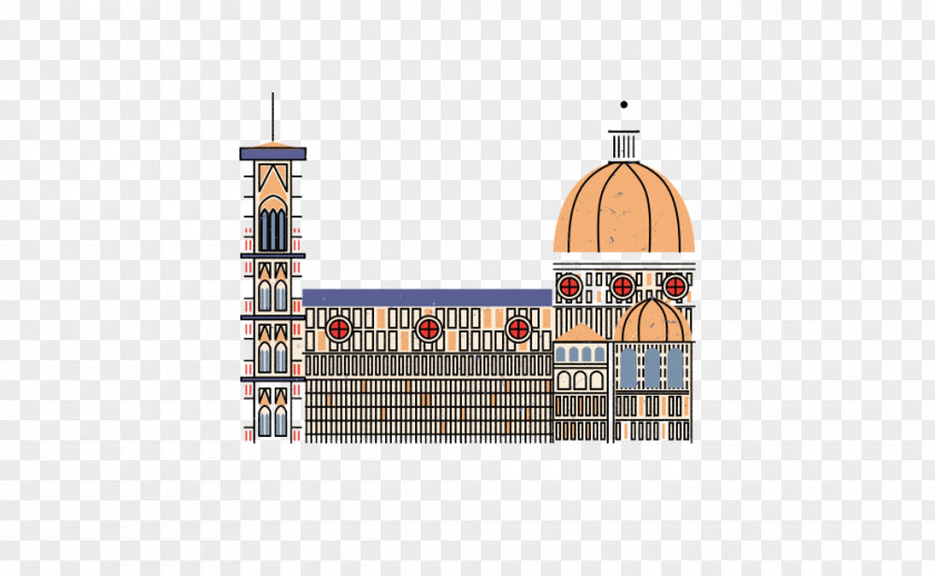Creative Flat Castle Building Florence Graphic Design Animation Illustration PNG