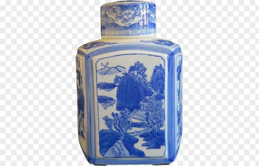 Chinese Tea Glass Bottle Cobalt Blue Vase And White Pottery PNG