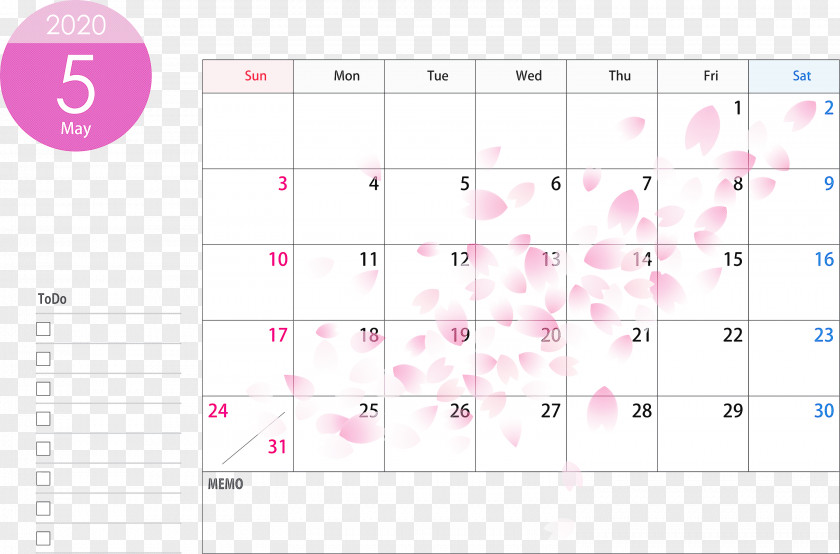 May 2020 Calendar PNG