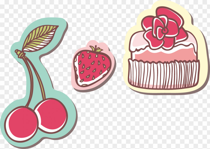 Strawberry Cherry Cream Cake Ice Bakery Birthday PNG