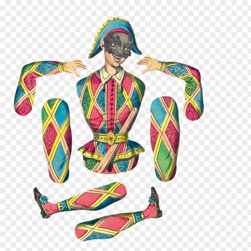 Vintage Harlequin Costume Design Clown Dance PNG