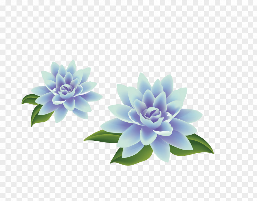 Chinese Wind Hand Painted Indigo Lotus Flower Bouquet Free Content Clip Art PNG