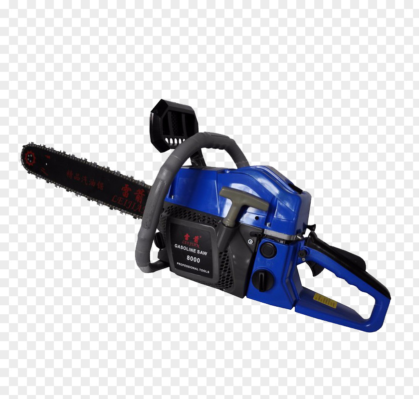 There Is A Blue Chainsaw Saw Chain Cutting PNG