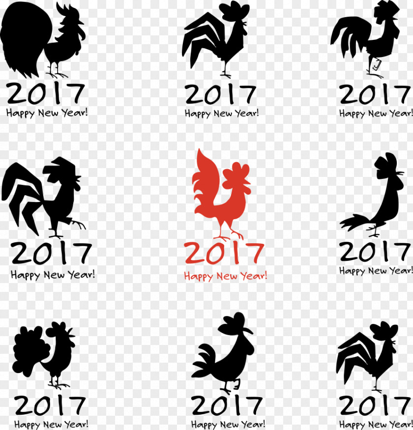 Vector Black Cock Chinese New Year Rooster Zodiac Illustration PNG