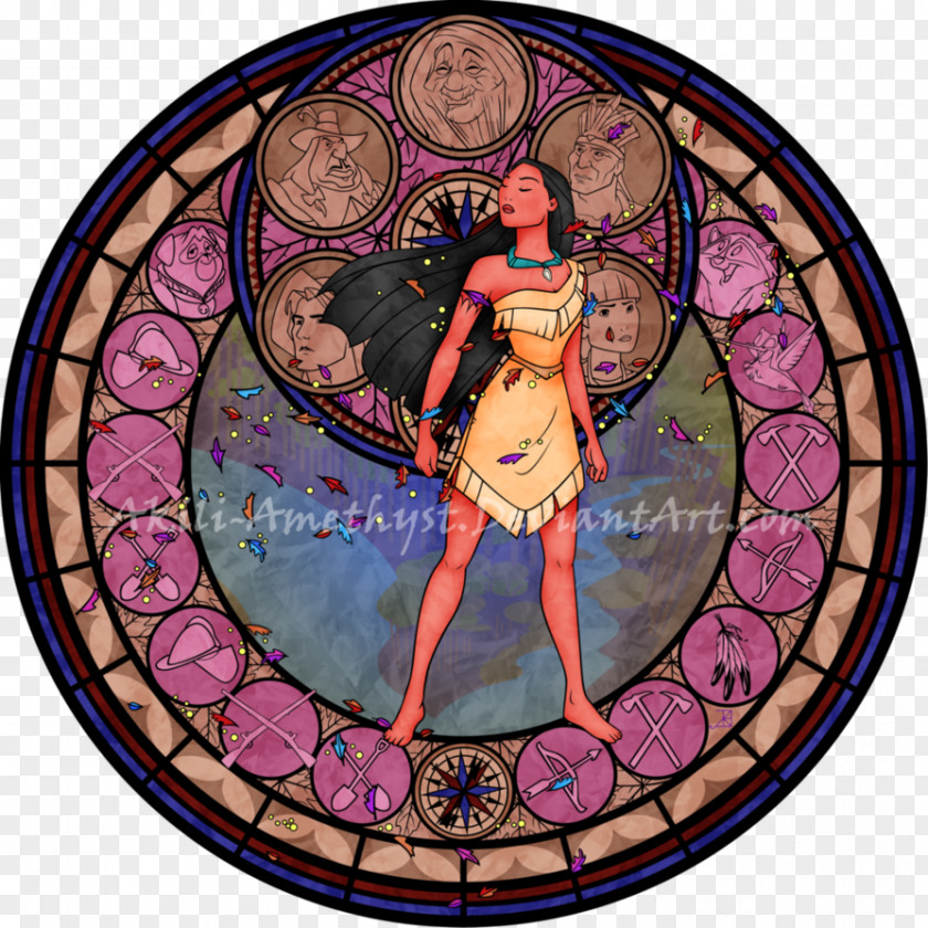 Pocahontas Megara Stained Glass The Walt Disney Company Kingdom Hearts Princess PNG