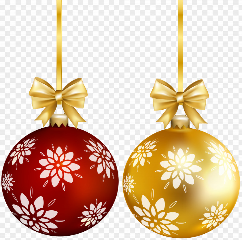 Red Gold Christmas Ball Transparent Clip Art Ornament Santa Claus Tree PNG