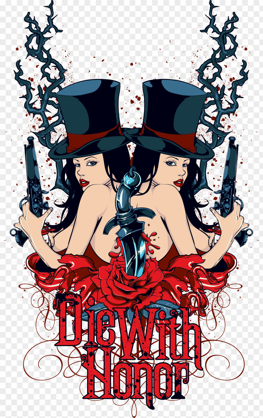 Woman With A Gun T-shirt Tattoo Firearm PNG