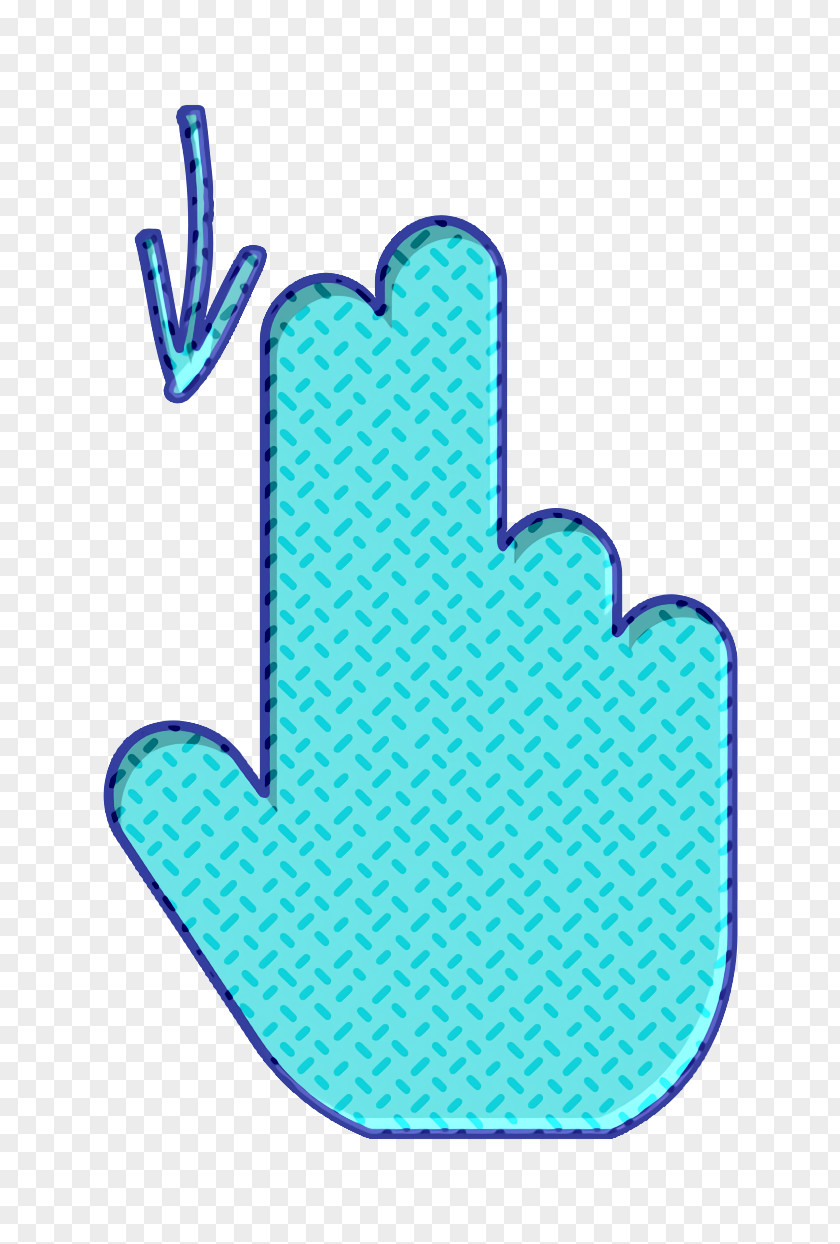 Hand Electric Blue Down Icon Finger Gesture PNG