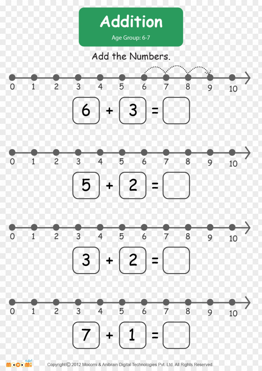 Line Geometry Number Addition Subtraction Worksheet PNG