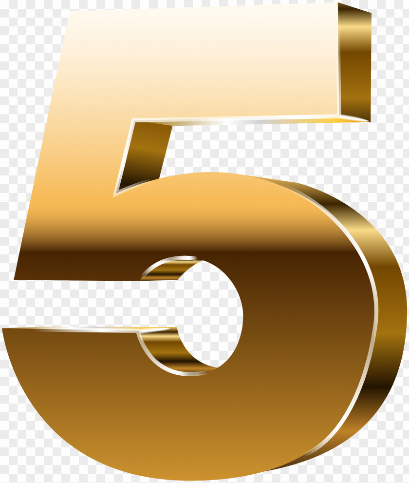 Number Five 3D Gold Clip Art Image Computer Graphics PNG