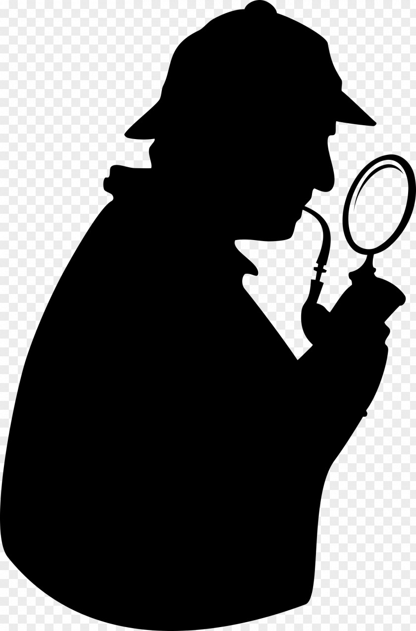 Silhouette Of Characters Detective Magnifying Glass Sherlock Holmes Clip Art PNG