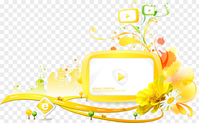 Vector Fancy Yellow TV Computer Monitor Broadcasting Television PNG