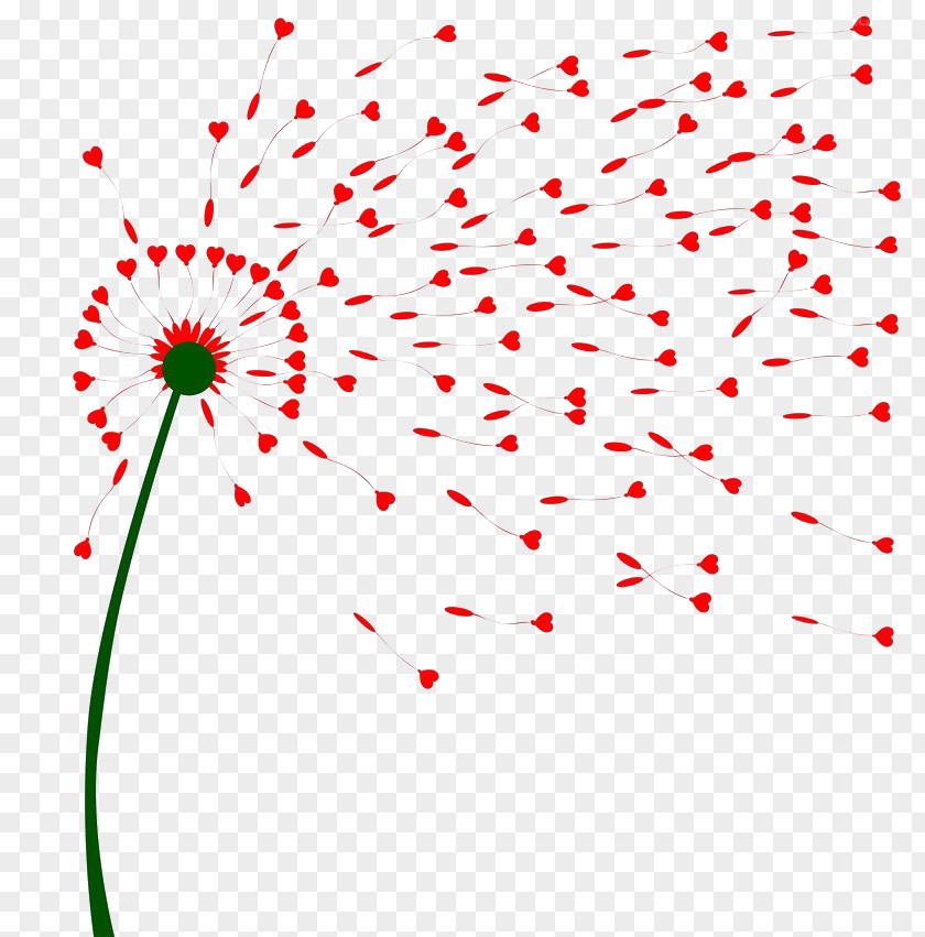 Red Floating Dandelion Seed Clip Art PNG