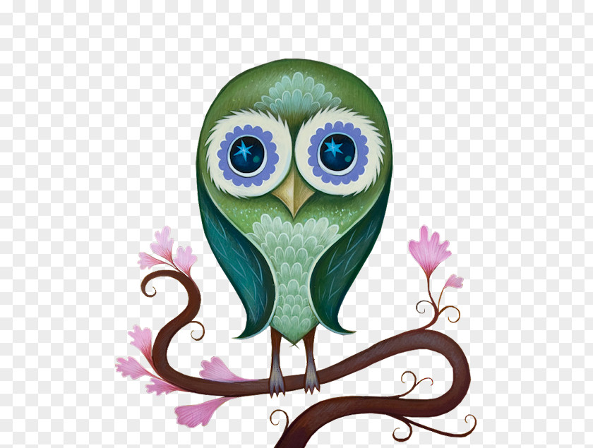 Broken Wood Elf Owl Bird Art Painting PNG