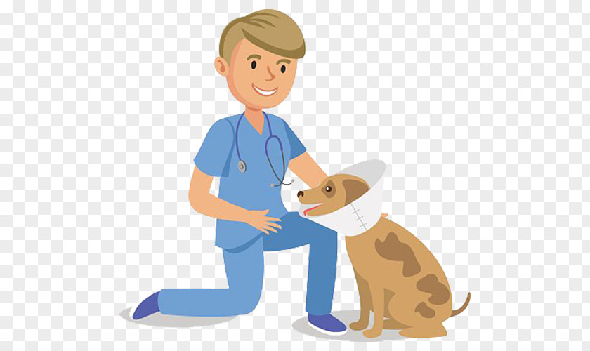 Cartoon Pet Dog And Doctor Veterinarian PNG