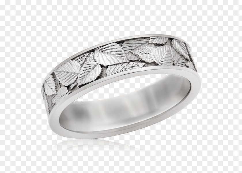 White Birch Wedding Ring Maple Leaf PNG
